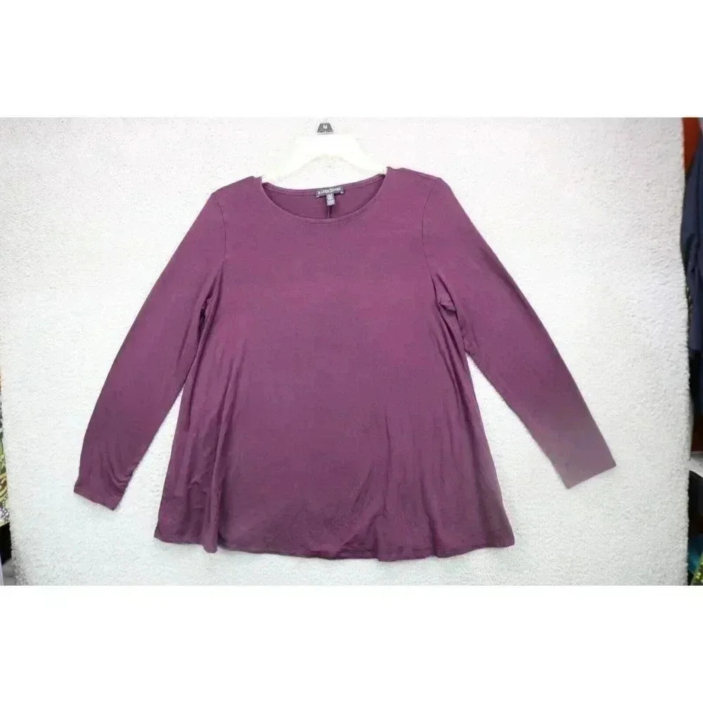 Eileen Fisher Women's Burgundy Long Sleeve Top-Petite Medium